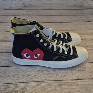 NWT Converse x Comme des Garçons PLAY Chuck 70 High Top - Black - Mens 12/Womens